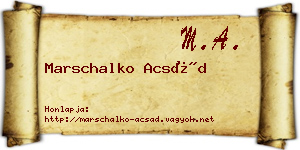 Marschalko Acsád névjegykártya
